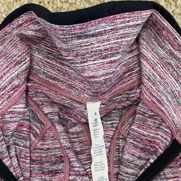 Lululemon Runderful 1/2 Zip Space Dye Camo Berry Rumble Multi Black Size 4 - Picture 5 of 7